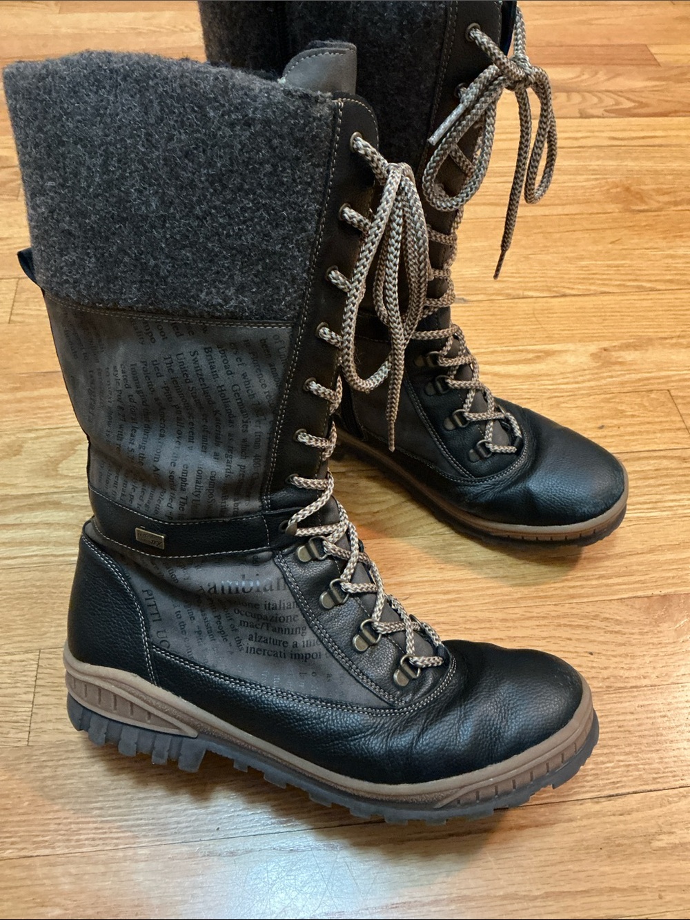 Remonte Tall Winter Wool Zip & Lace Up Boot, Size 41/9.5